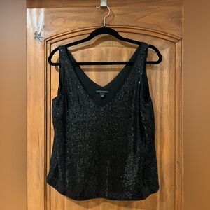 Banana republic black sequin v neck top size L